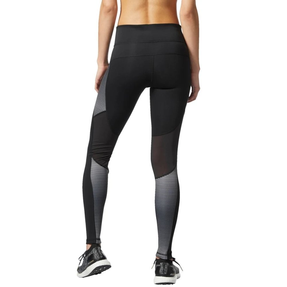 ADIDAS Women's D2M Shine Stripe‎ Long Black Climalite Leggings XS